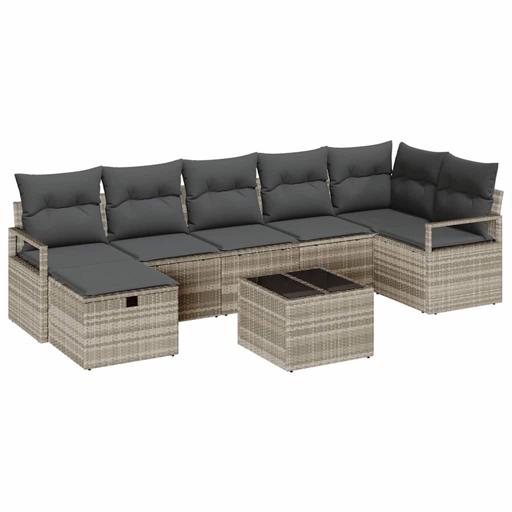 Garten-Sofa-Set 8 pcs Hellgrau 287 x 122 x 85 cm Poly Rattan